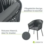 2er-Set Rope Gartenstühle Inkl. Kissen Dunkelgrau – Bild 5